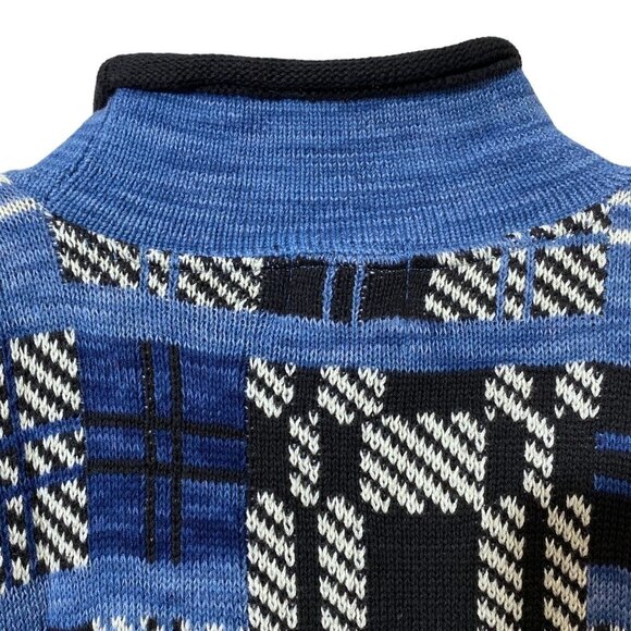 Vintage Womens Sweater Medium Cotton Blue Black Cottagecore NWT Babette Partners - Picture 4 of 11